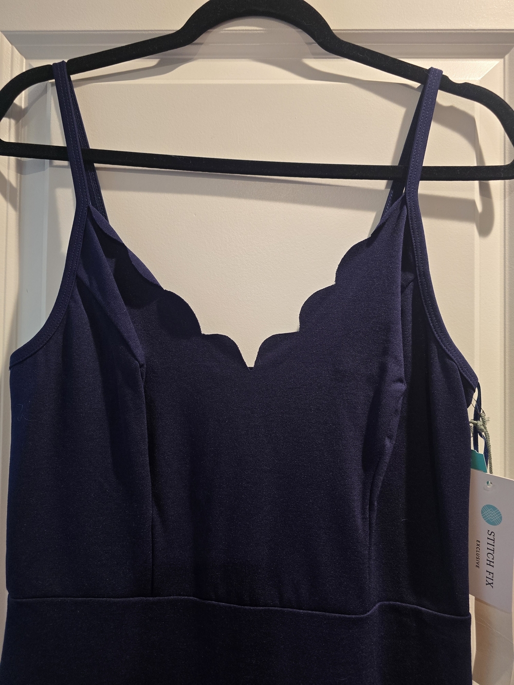 nine britton Navy Scallop-Trim Sheath Dress - Picture 2 of 4